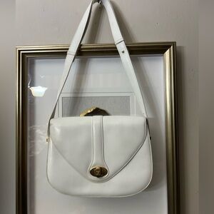 Rare VINTAGE CÉLINE France Crossbody  white leather  “two way” bag purse SF08